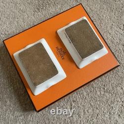 Hermès vintage collection en porcelaine émaillée céramique cendrier lot de deux pièces orange