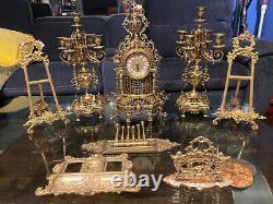 Horloge italienne avec DEUX candélabres ensemble de garniture de 3 pièces