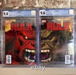 Hulk #4 Ensemble de couvertures rouge et verte Marvel Comics 2008 Variantes CGC 9.8 et 9.6