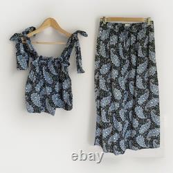 J. Crew Collection Ratti Pacific Paisley Ensemble Jupe + Débardeur à Bretelles, Bleu, Sm