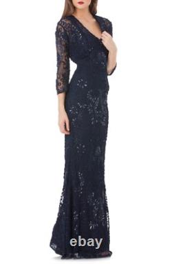 JS COLLECTIONS Ensemble 2 pièces Soutache perlé bleu marine Robe en dentelle + Boléro 16 XL