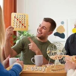 Jeu de Bingo Deluxe avec Cage à Bingo, Boules de Bingo, Plateau, 100 Cartes Bingo à Volet