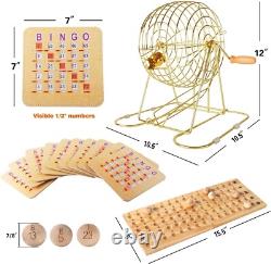 Jeu de Bingo de Luxe avec Cage à Bingo, Boules de Bingo, Plateau, 200 Cartes de Bingo à Volets