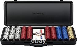 Jeu de poker complet 500 PCS Texas Hold'em avec cartes et croupier pour 10 joueurs