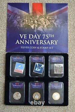 Jour de la Victoire en Europe - Ensemble de pièces et timbres commémoratifs pour le 75e anniversaire (3 x 2 livres sterling) Collection