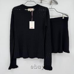Kilte Collection Ensemble haut à manches longues à volants et mini-jupe Raleigh en noir 3 L/XL