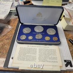 La Monnaie de Preuve de Barbade de 1976, Ensemble de 8 Pièces. Deux Pièces en Argent. Franklin Mint