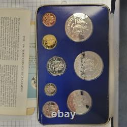 La Monnaie de Preuve de Barbade de 1976, Ensemble de 8 Pièces. Deux Pièces en Argent. Franklin Mint