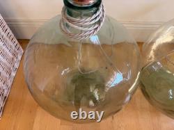 Lampe de table en verre grande, style dame-jeanne, verre transparent, lot de deux