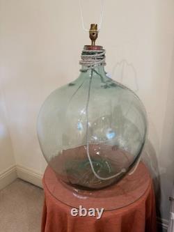 Lampe de table en verre grande, style dame-jeanne, verre transparent, lot de deux