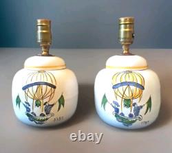 Lampe vintage lot de 2 1789 montgolfière en céramique lampe de table fonctionnelle paire