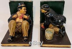 Laurel Et Hardy Unique Jeu De Deux Bookends Très Rares 12,5 Longueur Et 9 Haut