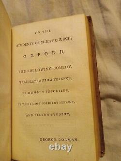 Les Comédies de Terence George Colman 1768, coffret de deux volumes, deuxième édition