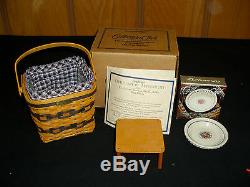 Longaberger Collector Jw Miniature Deux Pie Basket Set Withmini Anniv. Plaque Pie