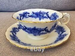 Lot de 11 ensembles de tasses et soucoupes en porcelaine antique bleu foncé Flow Brown-westhead & Moore Cauldon