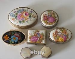 Lot de 13 boîtes à bijoux vintage style Limoges, cloisonné, verre, nacre de perle