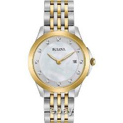 Montre-bracelet Bulova 98S161 de la collection Diamond pour femmes, bicolore