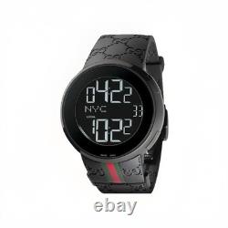 Montre unisexe I-Gucci Collection avec bracelet en caoutchouc noir 44 mm, YA 114-2