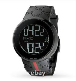 Montre unisexe I-Gucci Collection avec bracelet en caoutchouc noir 44 mm, YA 114-2