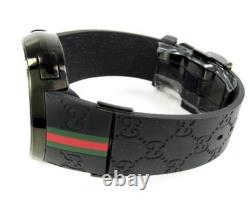 Montre unisexe I-Gucci Collection avec bracelet en caoutchouc noir 44 mm, YA 114-2