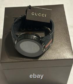 Montre unisexe I-Gucci Collection avec bracelet en caoutchouc noir 44 mm, YA 114-2