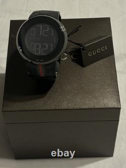 Montre unisexe I-Gucci Collection avec bracelet en caoutchouc noir 44 mm, YA 114-2