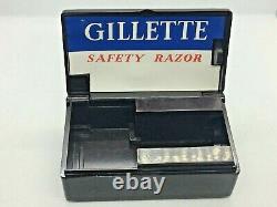 Non Utilisé Vintage 1930s Gillette No 77 Argent Plaqué Deux Pièces Bakelite Rasoir Set