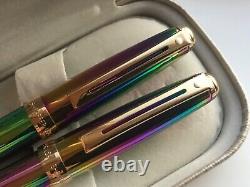 Notre Vintage Sheaffer Prelude (9050) Set de stylos à plume et à bille, Rainbow Plasma/GT, pointe moyenne