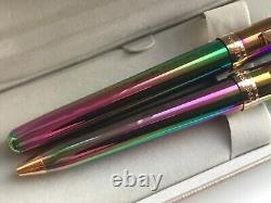 Notre Vintage Sheaffer Prelude (9050) Set de stylos à plume et à bille, Rainbow Plasma/GT, pointe moyenne