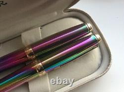 Notre Vintage Sheaffer Prelude (9050) Set de stylos à plume et à bille, Rainbow Plasma/GT, pointe moyenne