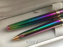 Notre Vintage Sheaffer Prelude (9050) Set de stylos à plume et à bille, Rainbow Plasma/GT, pointe moyenne