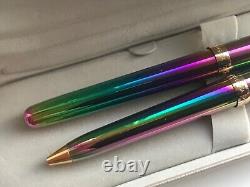 Notre Vintage Sheaffer Prelude (9050) Set de stylos à plume et à bille, Rainbow Plasma/GT, pointe moyenne