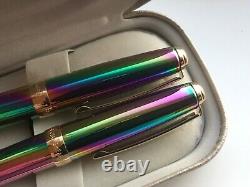 Notre Vintage Sheaffer Prelude (9050) Set de stylos à plume et à bille, Rainbow Plasma/GT, pointe moyenne