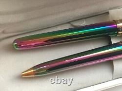 Notre Vintage Sheaffer Prelude (9050) Set de stylos à plume et à bille, Rainbow Plasma/GT, pointe moyenne