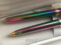 Notre Vintage Sheaffer Prelude (9050) Set de stylos à plume et à bille, Rainbow Plasma/GT, pointe moyenne