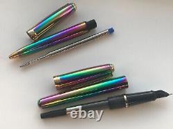 Notre Vintage Sheaffer Prelude (9050) Set de stylos à plume et à bille, Rainbow Plasma/GT, pointe moyenne