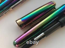 Notre Vintage Sheaffer Prelude (9050) Set de stylos à plume et à bille, Rainbow Plasma/GT, pointe moyenne