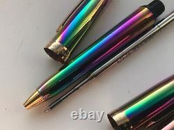 Notre Vintage Sheaffer Prelude (9050) Set de stylos à plume et à bille, Rainbow Plasma/GT, pointe moyenne