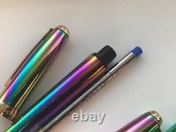 Notre Vintage Sheaffer Prelude (9050) Set de stylos à plume et à bille, Rainbow Plasma/GT, pointe moyenne