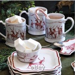 Nouveau dans la boîte Ensemble de 2 tasses Juliska Country Estate Reindeer Games Christmas