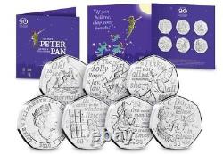 Nouveaux ensembles de pièces de 50p 2019/2020. La collection complète de pièces de 50p Peter Pan BUNC 12 pièces.