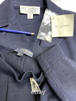 Nouvelle Collection St. John par Marie Gray Ensemble Deux Pièces Costume Pantalon Bleu Marine Poches