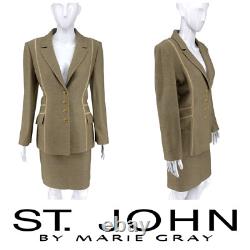 Nouvelle collection St. John ensemble jupe tricot Marie Gray taille 10 K618083 Terra Sand NWT