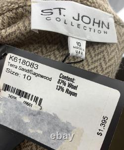 Nouvelle collection St. John ensemble jupe tricot Marie Gray taille 10 K618083 Terra Sand NWT