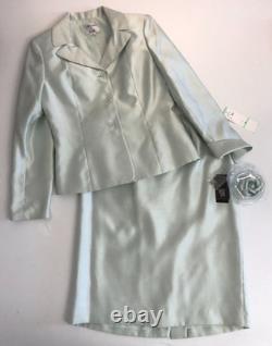Nouvelles collections Le Suit tailleur designer Dupioni vert sauge taille 8 NWT jupe veste