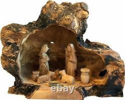 Olive Wood Nativité Ensemble Avec Sculpté Dans Par La Main Rustique Stable No Two Alike Large