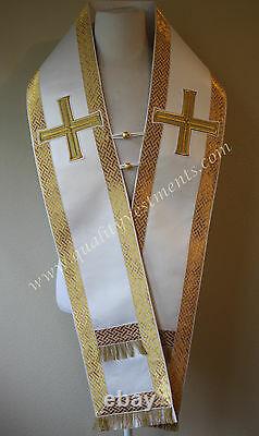 Omophors Orthodoxes D’évêque Ensemble De Deux Petits Et Grands Or Blanc