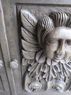 Paire De Deux Bois Sculpté Cherub Angel Carvings Portes Plaques Art Sculpture Set B