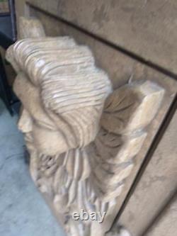 Paire De Deux Bois Sculpté Cherub Angel Carvings Portes Plaques Art Sculpture Set B