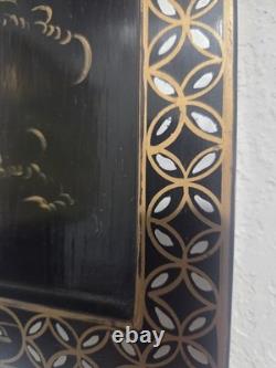 Panneaux muraux asiatiques en stéatite chinoiserie vintage laque/nacre, lot de 2 -24H